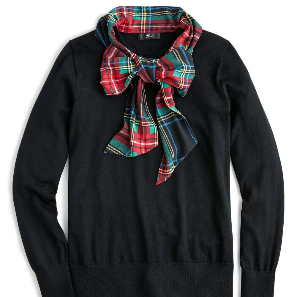 SUPER CUTE J Crew Scarf Tie Mock Neck Sweater